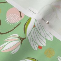 Magnolia Blossom - Floral Mint Green