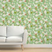 Magnolia Blossom - Floral Mint Green