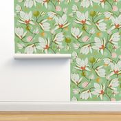 Magnolia Blossom - Floral Mint Green