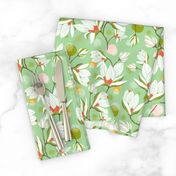 Magnolia Blossom - Floral Mint Green