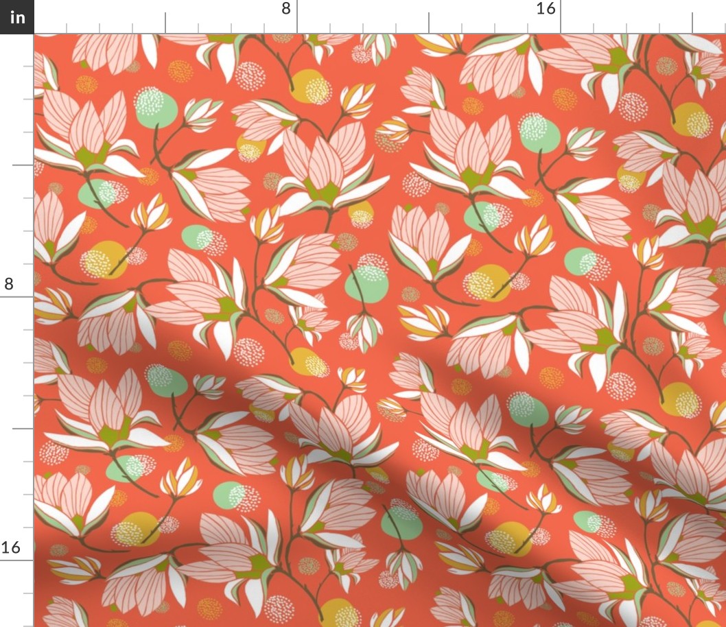 Magnolia Blossom - Floral Red 