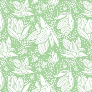 Magnolia Shower - Floral Mint Green