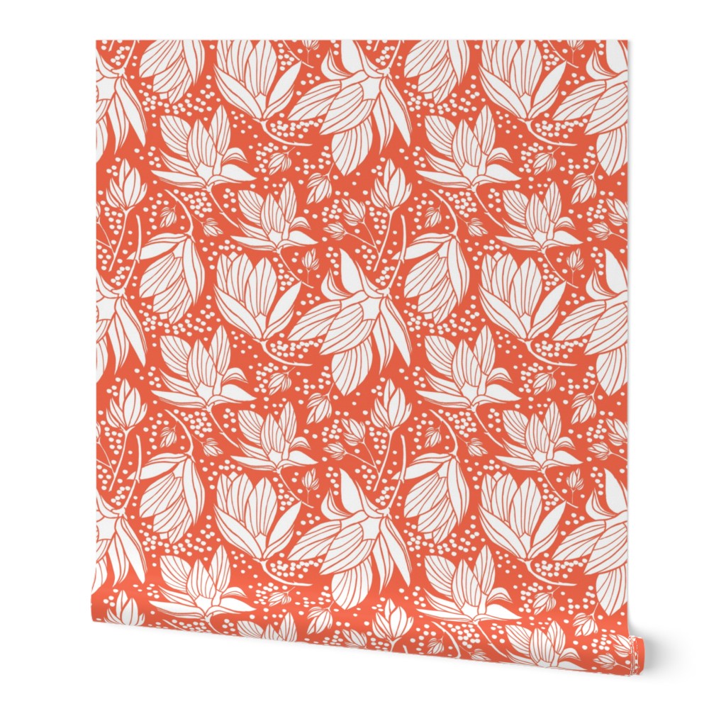 Magnolia Shower - Floral Red 