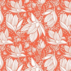 Magnolia Shower - Floral Red 