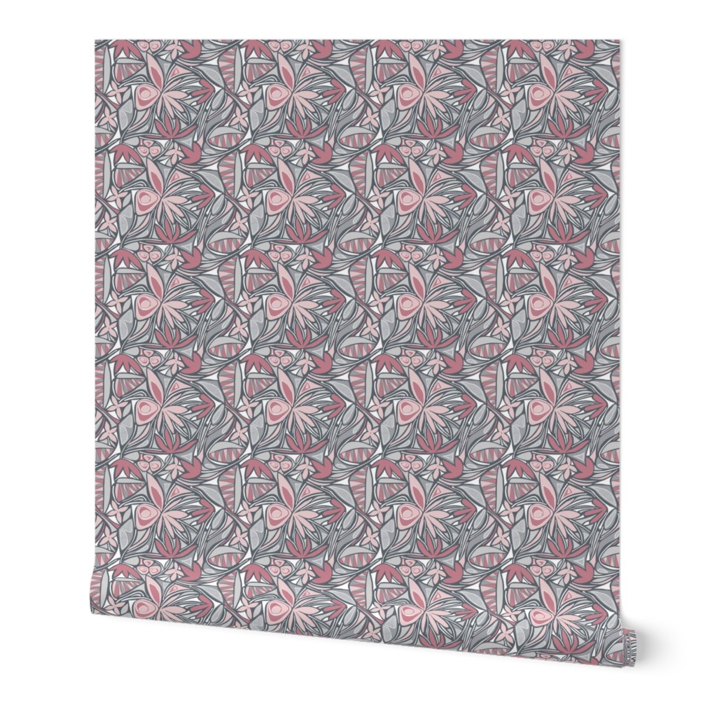 SMALL Floral Bliss (Pink and Gray) 
