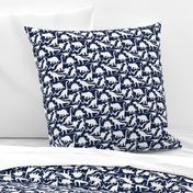 Little Dinosaur Friends - white and indigo