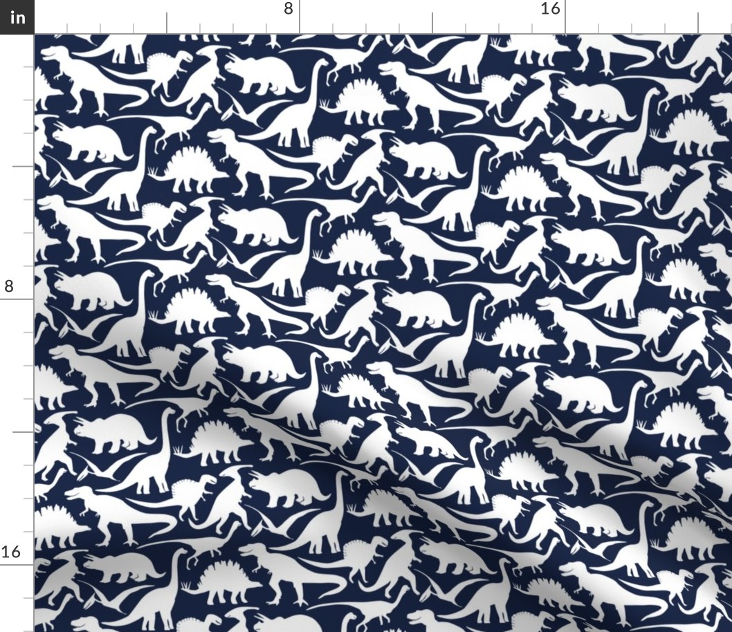 Little Dinosaur Friends - white and indigo