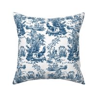 Chinoiserie Toile ~ Lonely Angel Blue and White 