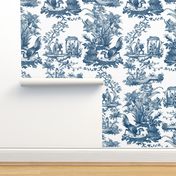 Chinoiserie Toile ~ Lonely Angel Blue and White 