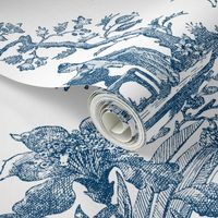 Chinoiserie Toile ~ Lonely Angel Blue and White 