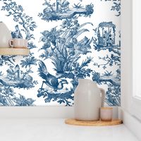 Chinoiserie Toile ~ Lonely Angel Blue and White 