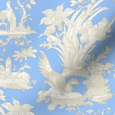 Chinoiserie Toile ~ Jasper Blue and White 