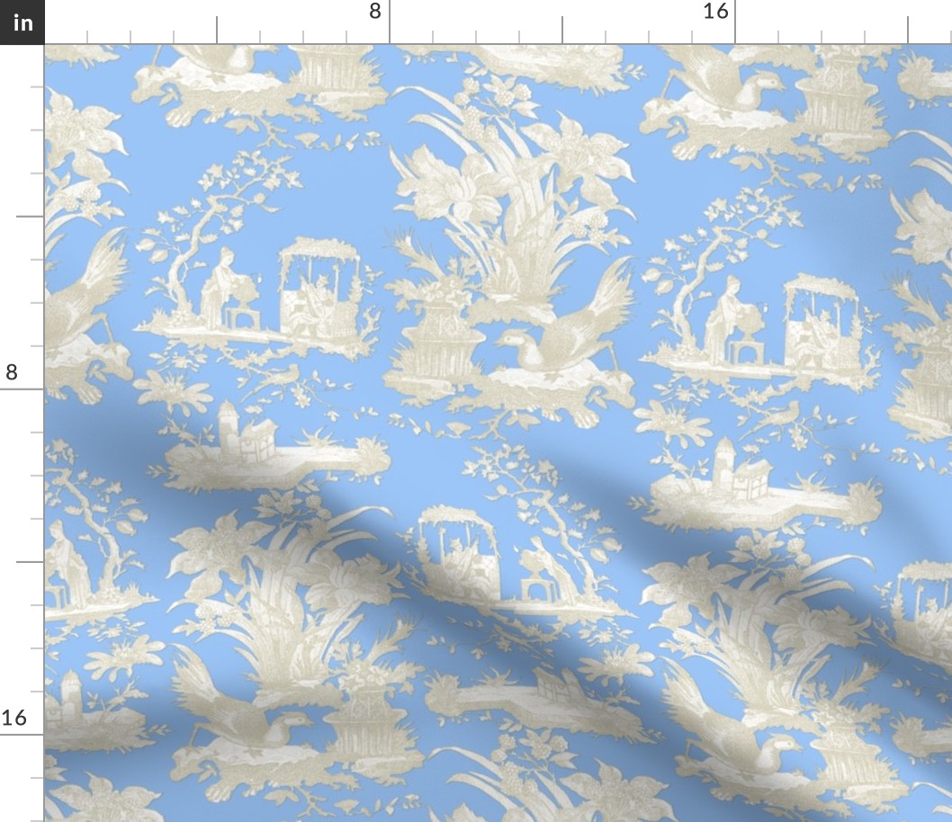 Chinoiserie Toile ~ Jasper Blue and White 