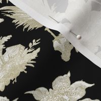 Chinoiserie Toile ~ Linen and White on Black 