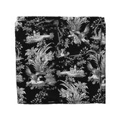 Chinoiserie Toile ~ Black and White on Black 