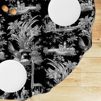 Chinoiserie Toile ~ Black and White on Black 