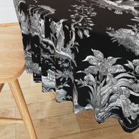 Chinoiserie Toile ~ Black and White on Black 