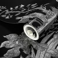 Chinoiserie Toile ~ Black and White on Black 