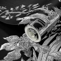 Chinoiserie Toile ~ Black and White on Black 