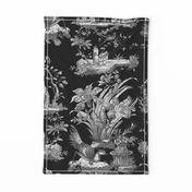 Chinoiserie Toile ~ Black and White on Black 