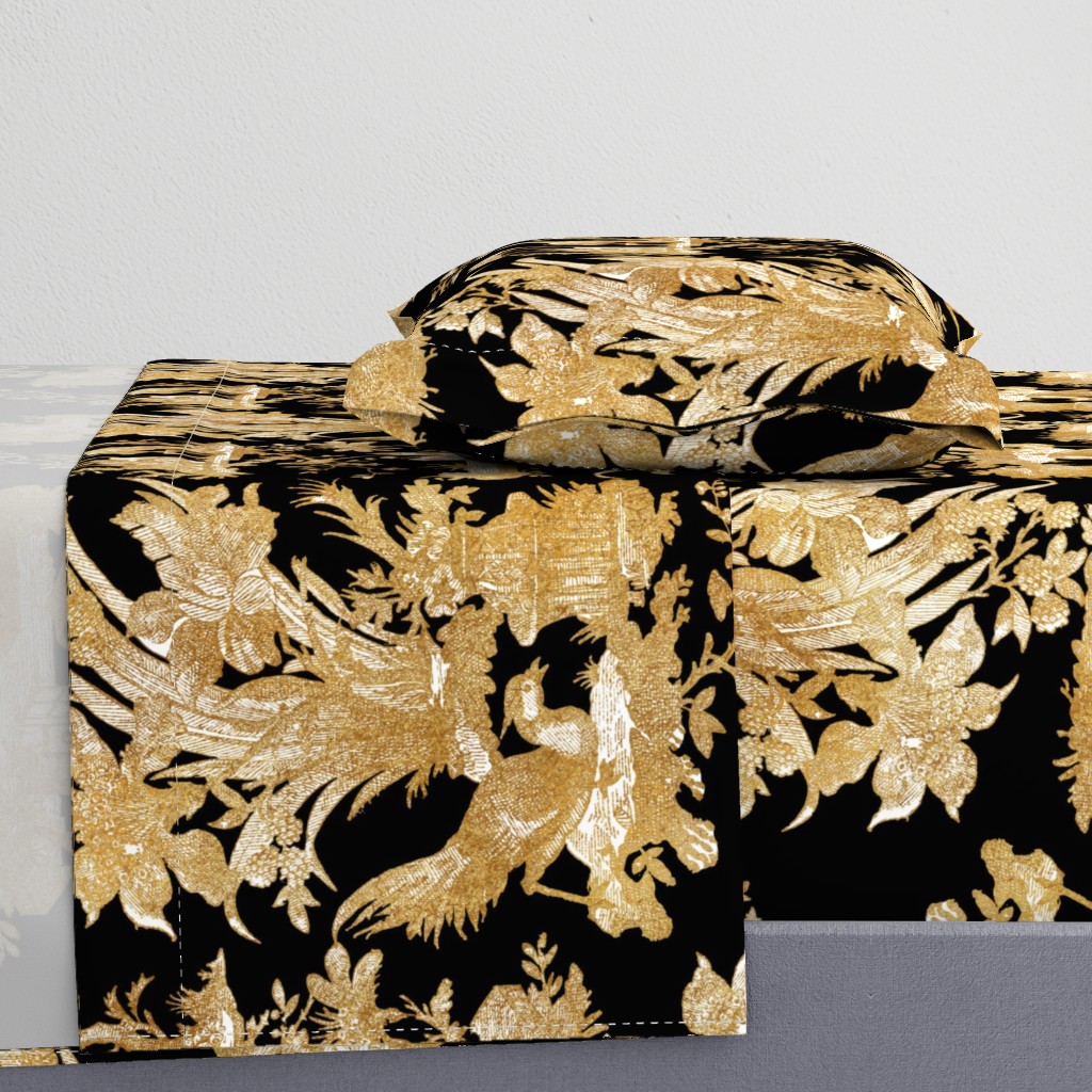 Chinoiserie Toile ~ Gilt on Black 