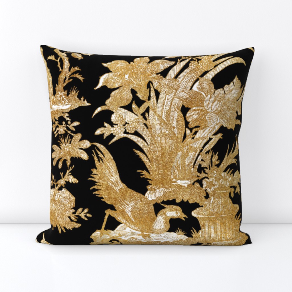 Chinoiserie Toile ~ Gilt on Black 