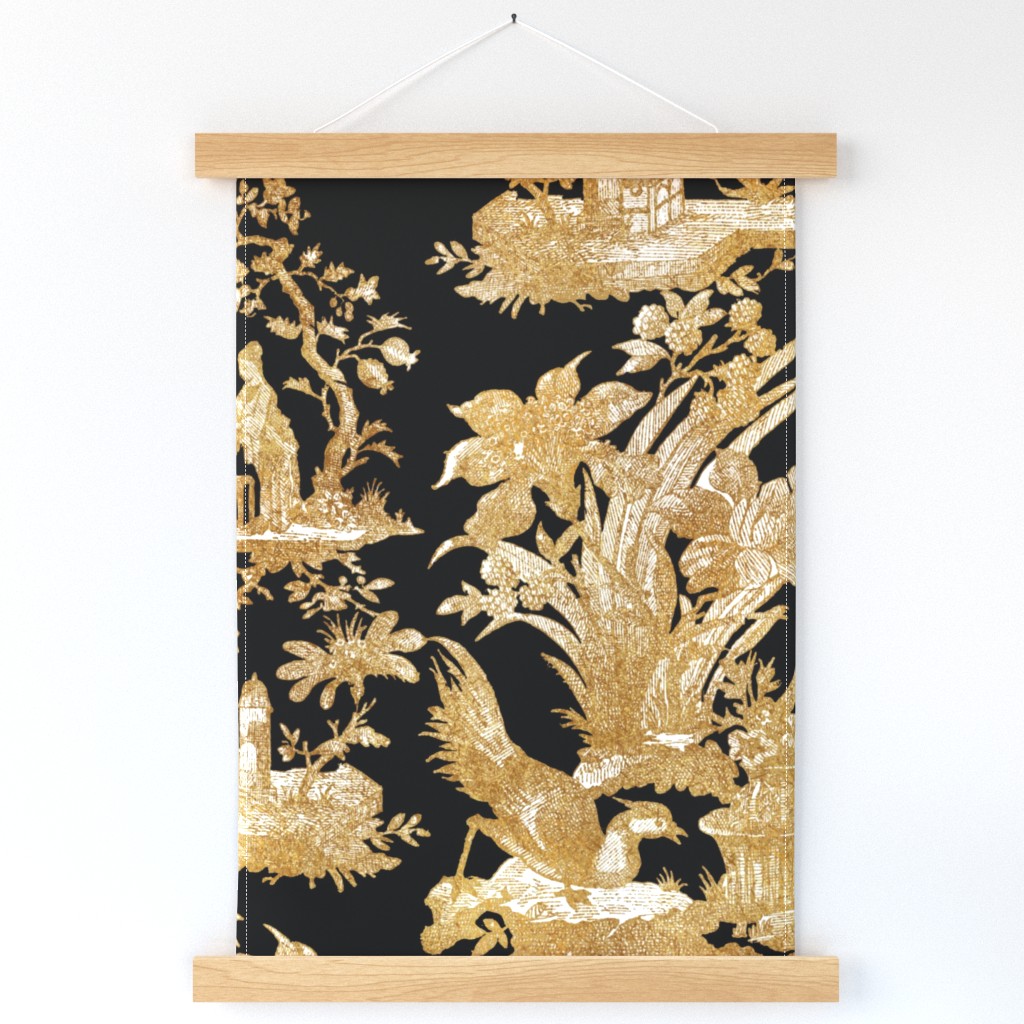 Chinoiserie Toile ~ Gilt on Black 