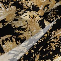 Chinoiserie Toile ~ Gilt on Black 