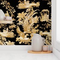 Chinoiserie Toile ~ Gilt on Black 