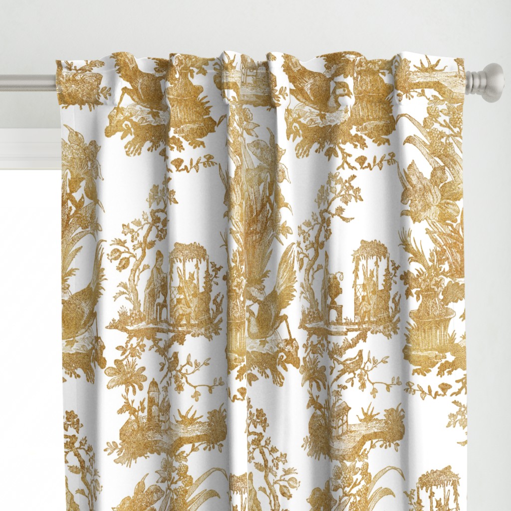 Chinoiserie Toile ~ Gilt on White 