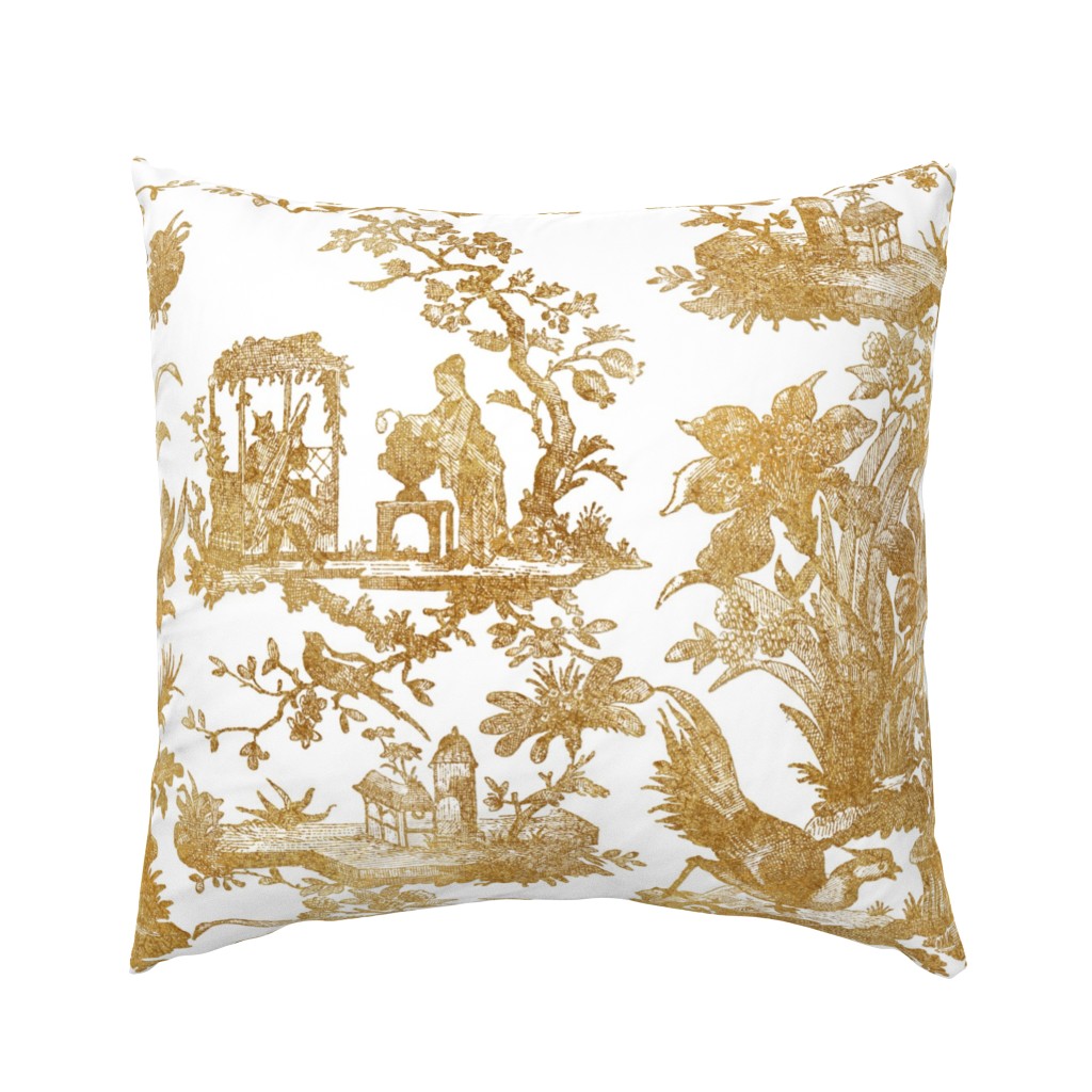 Chinoiserie Toile ~ Gilt on White 