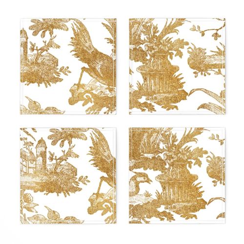 Chinoiserie Toile ~ Gilt on White 