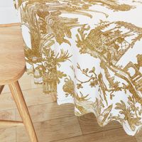 Chinoiserie Toile ~ Gilt on White 