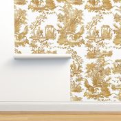 Chinoiserie Toile ~ Gilt on White 