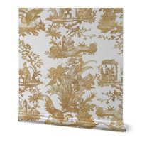 Chinoiserie Toile ~ Gilt on White 