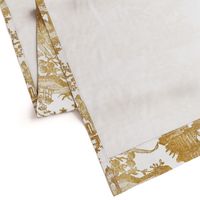 Chinoiserie Toile ~ Gilt on White 