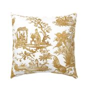 Chinoiserie Toile ~ Gilt on White 