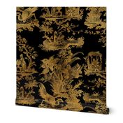 Chinoiserie Toile ~ Gilt Lacquerware ~ Jumbo