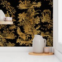 Chinoiserie Toile ~ Gilt Lacquerware ~ Jumbo