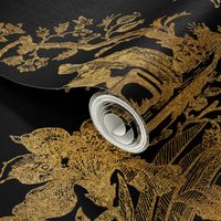 Chinoiserie Toile ~ Gilt Lacquerware ~ Jumbo