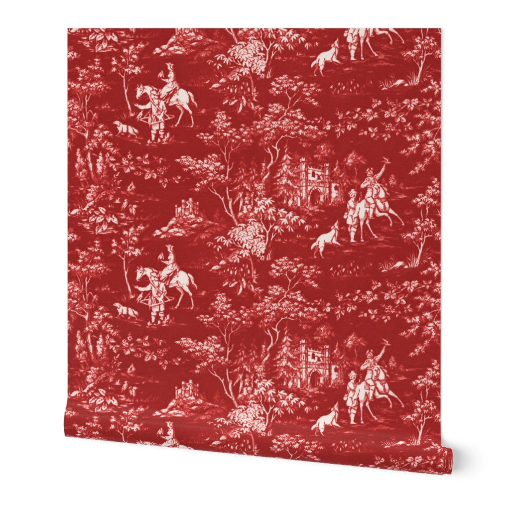 The Grand Hunt Toile ~ Turkey Red and White