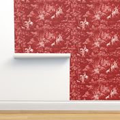 The Grand Hunt Toile ~ Turkey Red and White