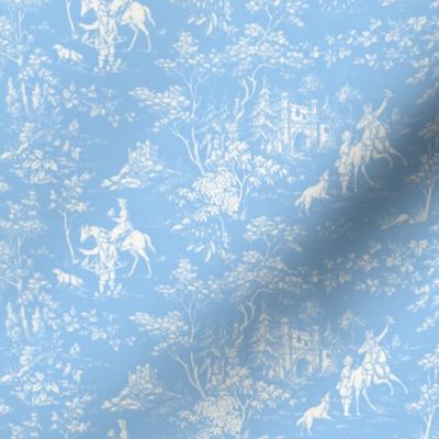 The Grand Hunt Toile ~ Jasper Blue and White 