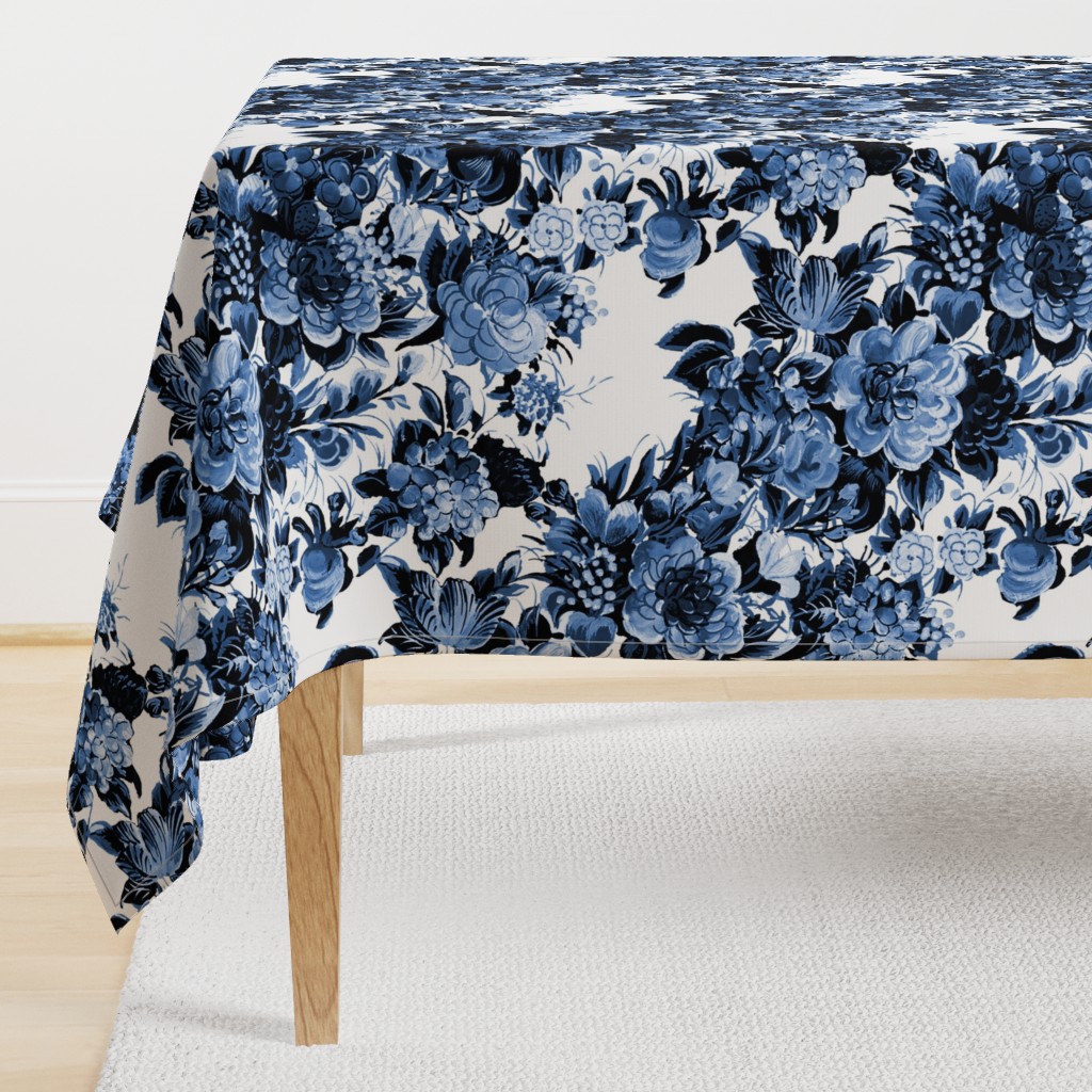 Mid Century Modern Floral Cocktail ~ Lonely Angel Blue and White 