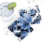 Mid Century Modern Floral Cocktail ~ Lonely Angel Blue and White 