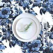 Mid Century Modern Floral Cocktail ~ Lonely Angel Blue and White 