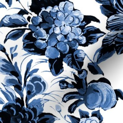 Mid Century Modern Floral Cocktail ~ Lonely Angel Blue and White 