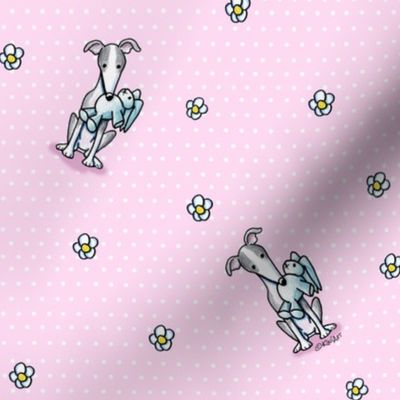 KiniArt Greyhounds Dots & Flowers