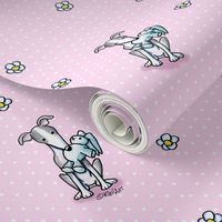 KiniArt Greyhounds Dots & Flowers