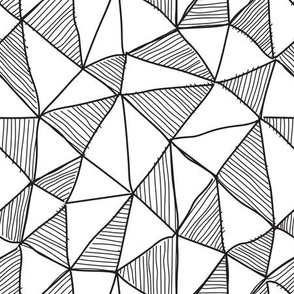 Hand drawn linear hatched triangles